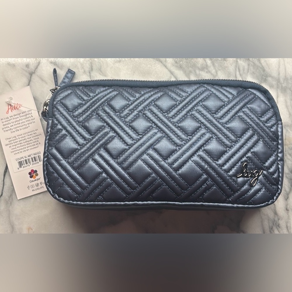 NWT Lug Coupe XL RFID Metallic Indigo Blue convertible crossbody belt bag